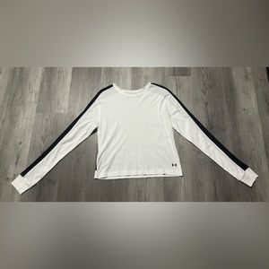 White/Black Under Armour Long Sleeve-Juniors Size Small-Mesh on Sleeves